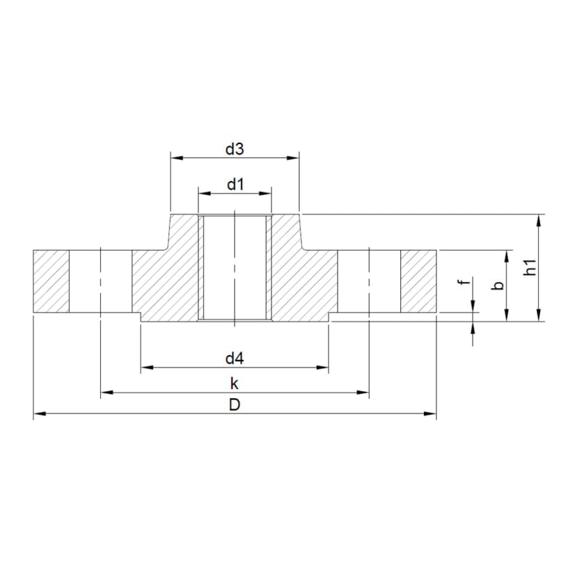 Paslanmaz Dişli Flanş (PN25) Teknik Resim 01